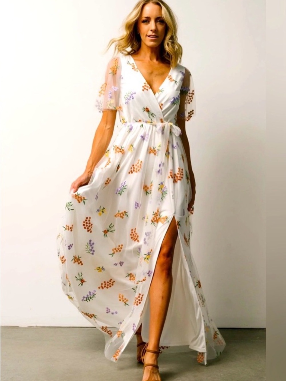 Baltic Born Floral Embroidered White Dress